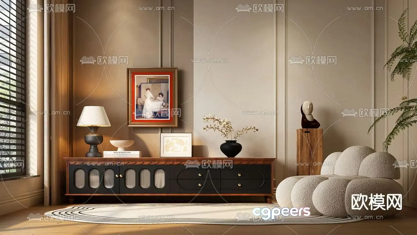 Medieval style TV cabinet 3D model