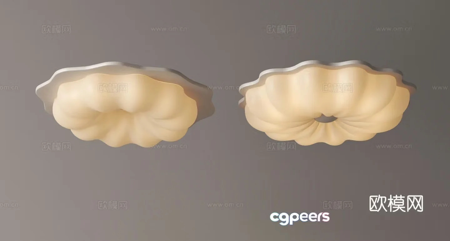 Modern Cream Ceiling Light 3D Model