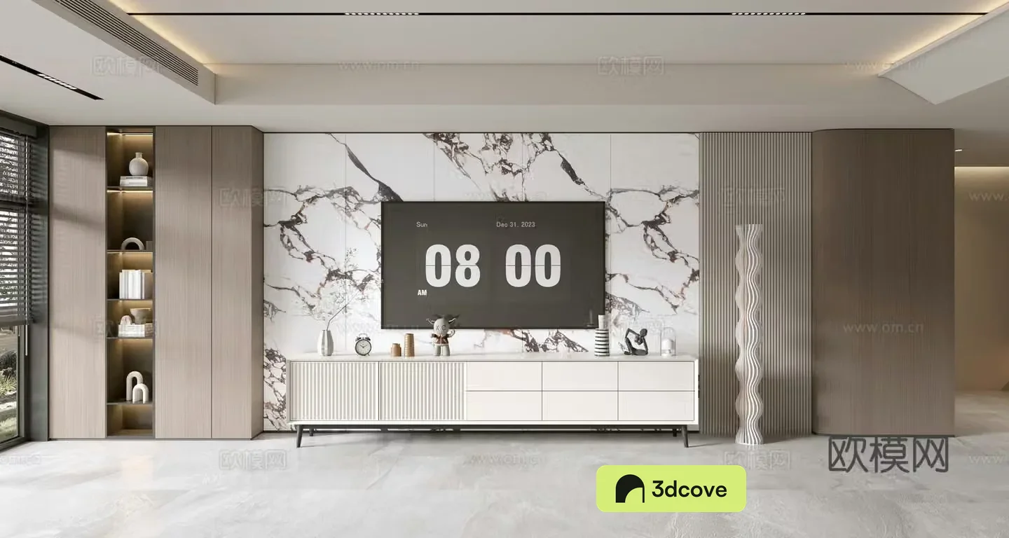 Modern simple living room light luxury TV background wall TV set full wall TV cabinet combination