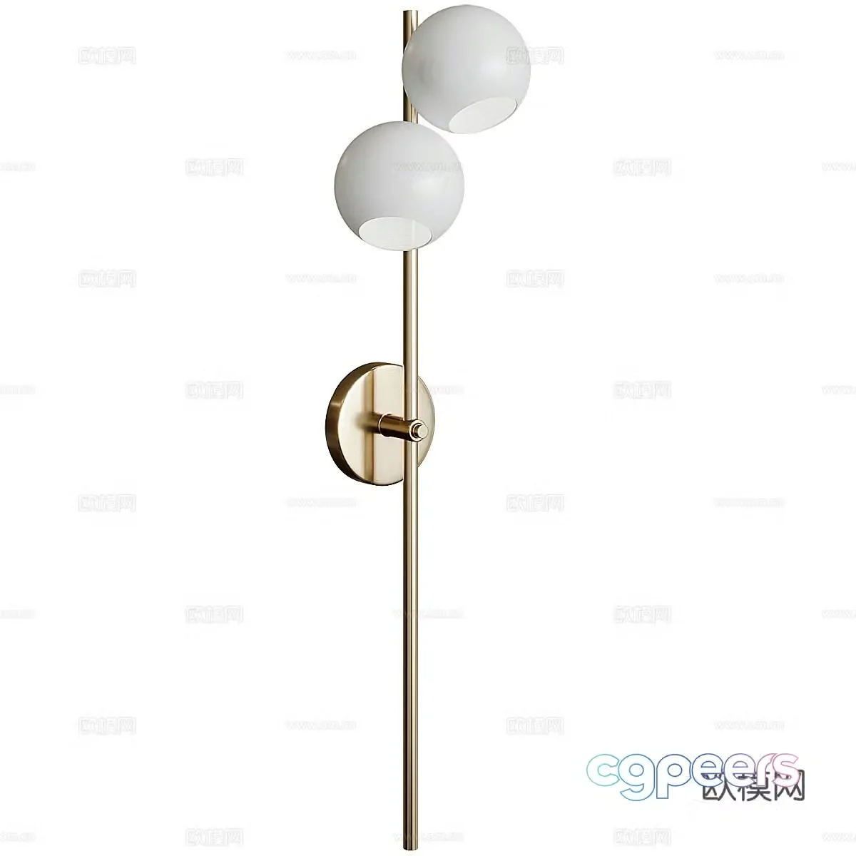 Modern light luxury long strip metal wall lamp 3D model