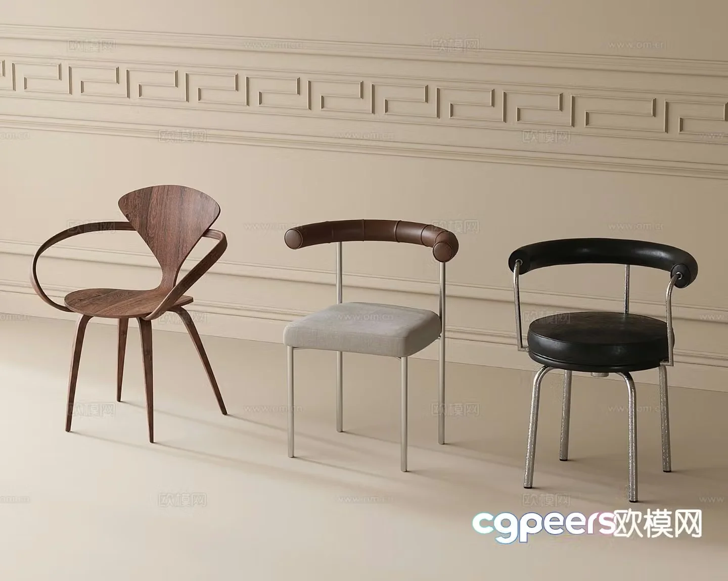 Modern dining chair single chair chair 3d model