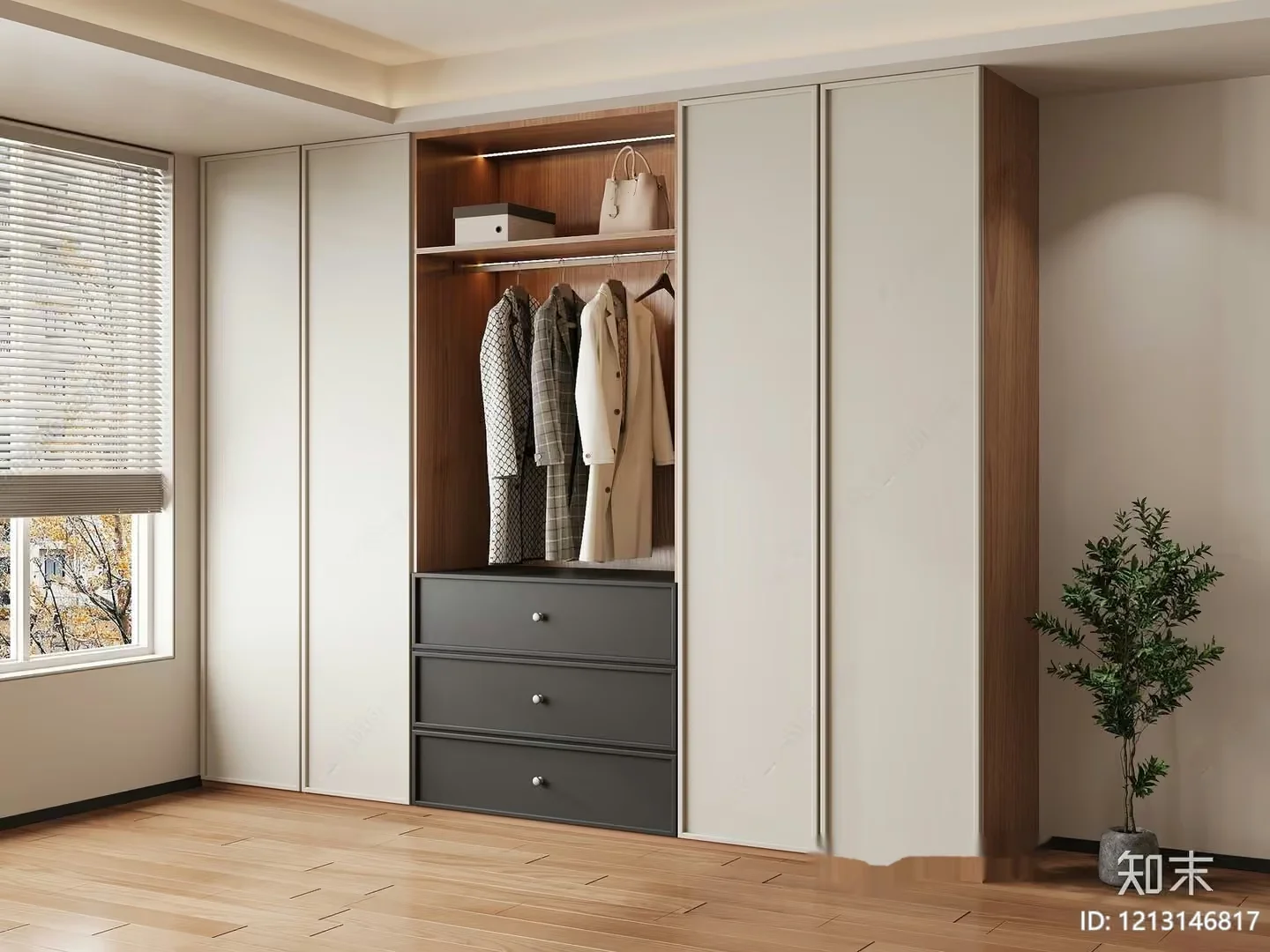Modern Built-In Wardrobe 3D Model – 7892 – VRAY Render