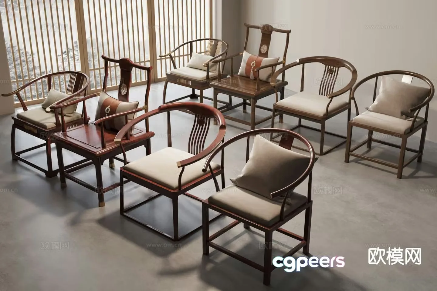 New Chinese style chair armchair 3d model