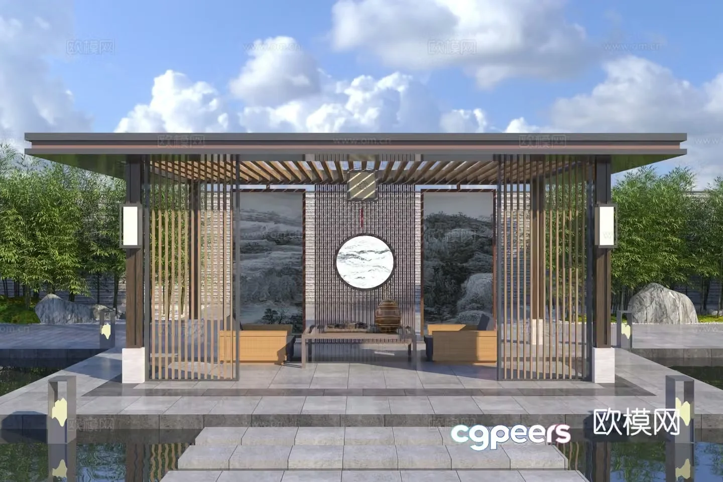 New Chinese style pavilion 3D model