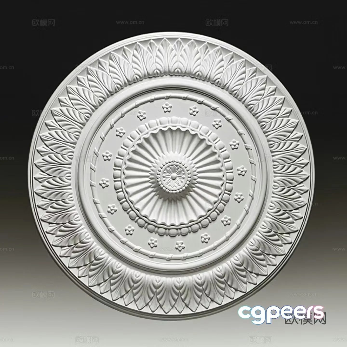 Modern European style carved round cake pendant 3D model