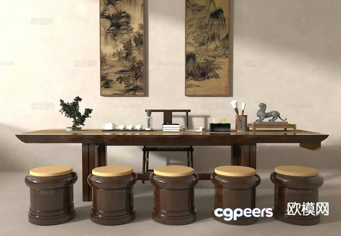 New Chinese tea table tea table tea table chair 3d model