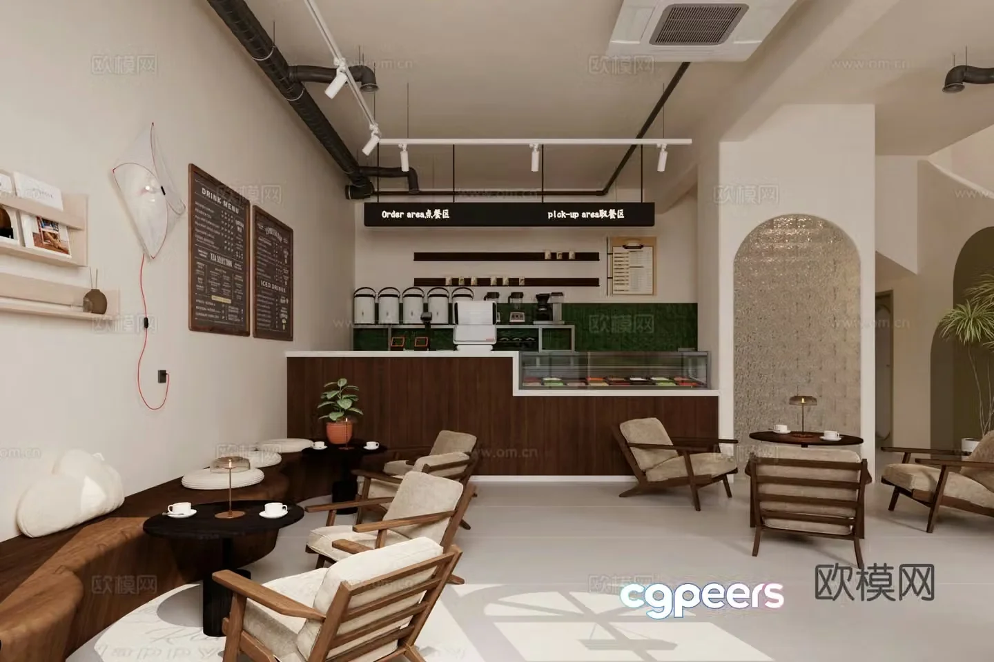 Middle-aged cafe 3d model