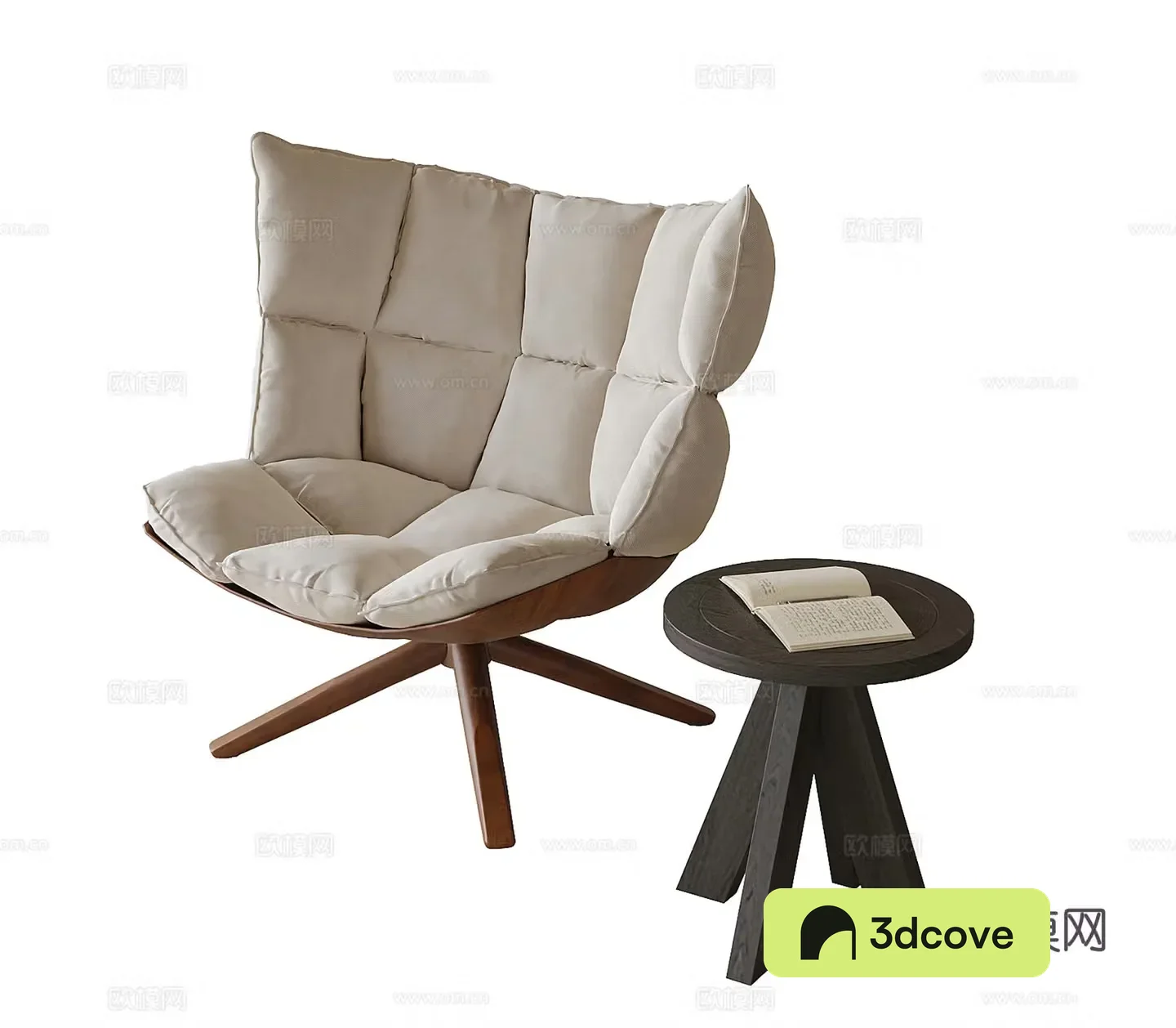 Modern leisure chair Single chair Side angle