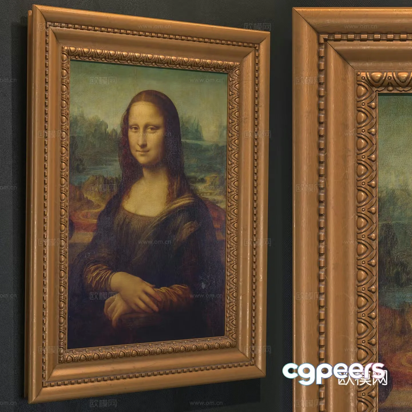 European classical Mona Lisa decorative hanging painting 3d model