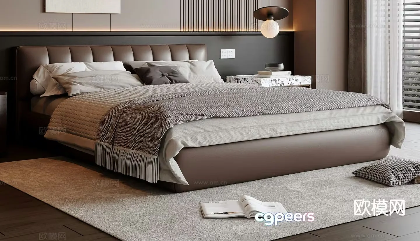 Italian double bed 3d model
