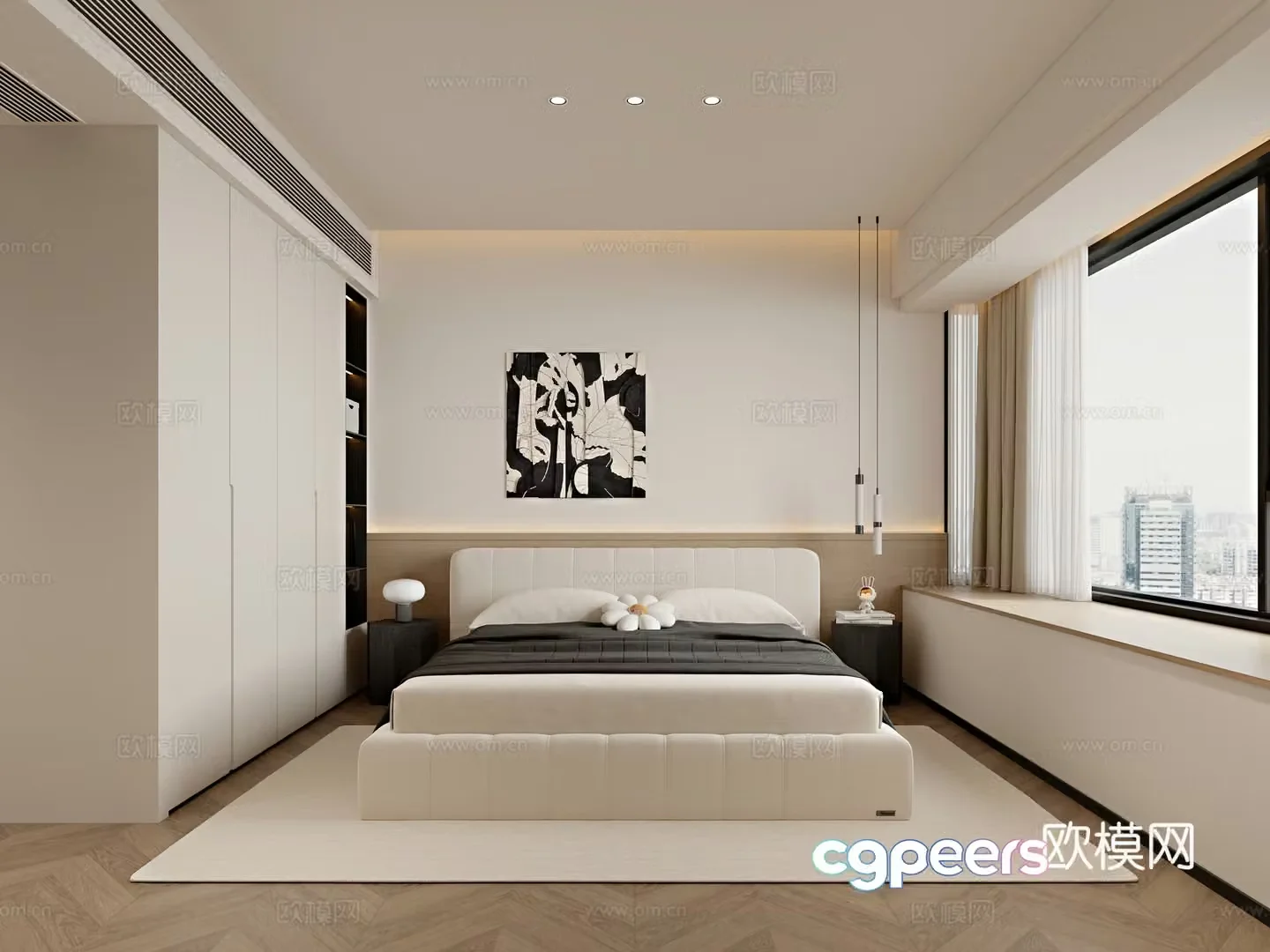 Modern Italian cream style bedroom 3d model
