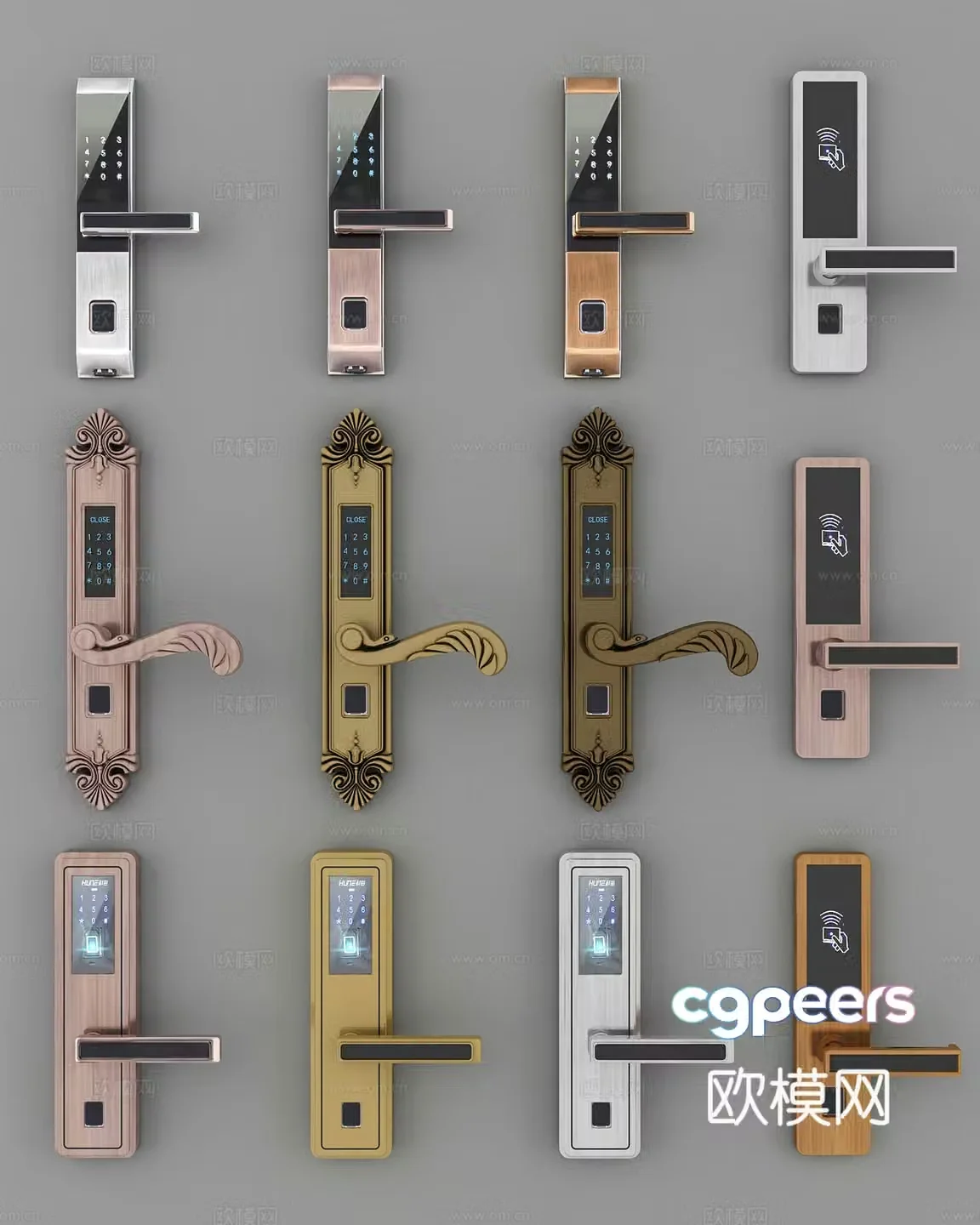 Modern smart lock combination 3D model