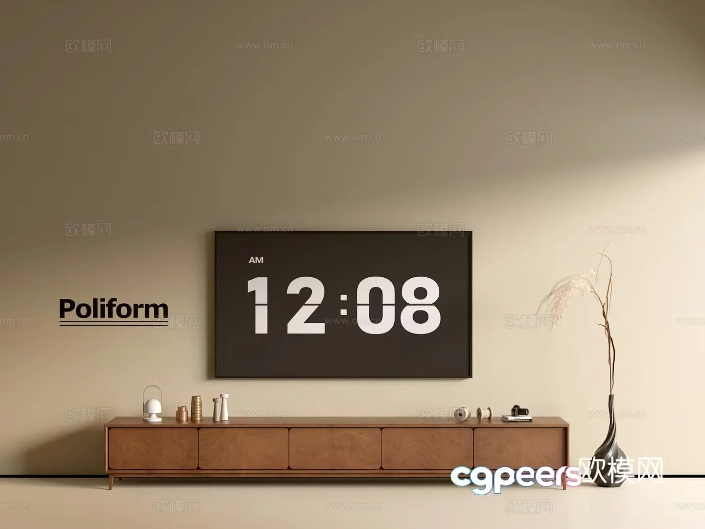 Modern wood grain TV cabinet simple side cabinet chest of drawers low cabinet whole cabinet side cabinet balcony 3D model
