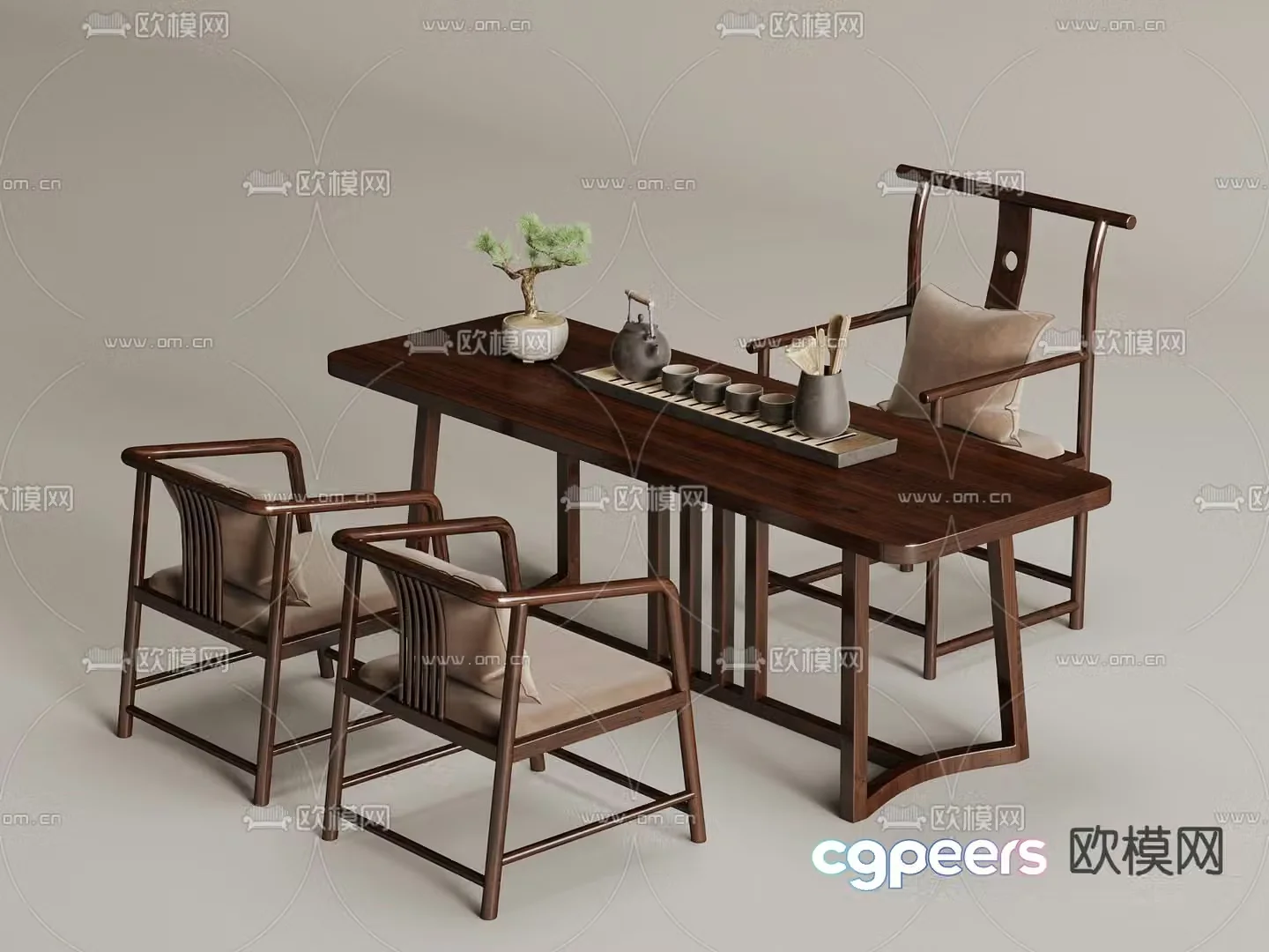 New Chinese style tea table tea table 3d model