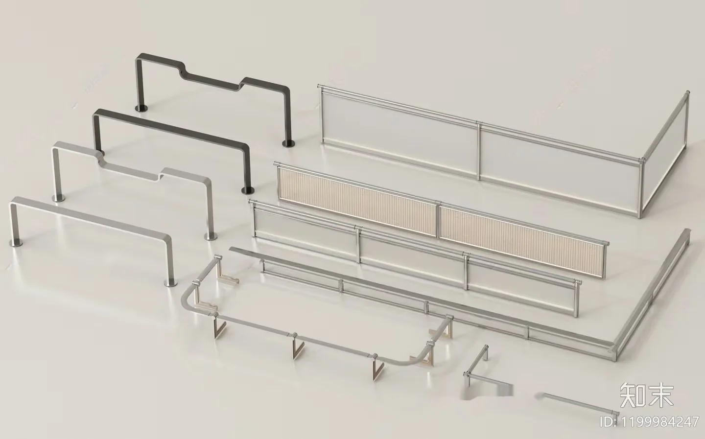Modern Metal Railings 3D Model – 1200 – VRAY Render