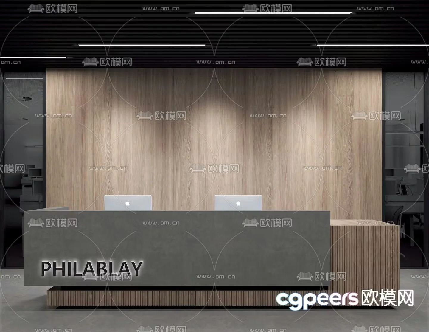 Modern front desk reception desk service desk 3d model