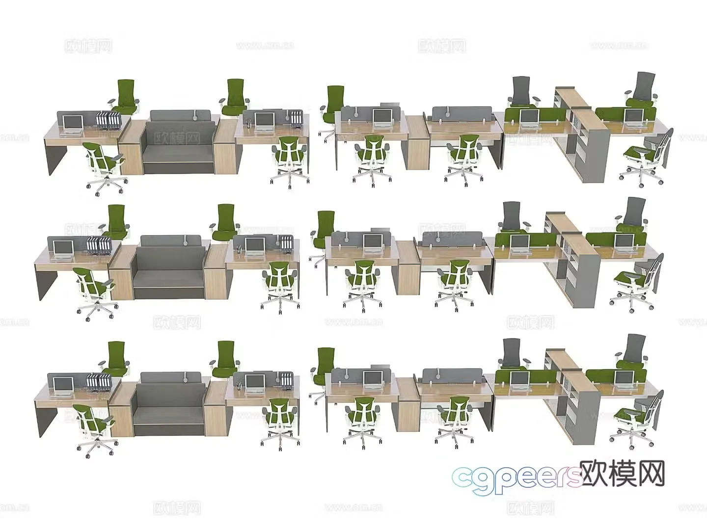 Card space desk work station post 3d model