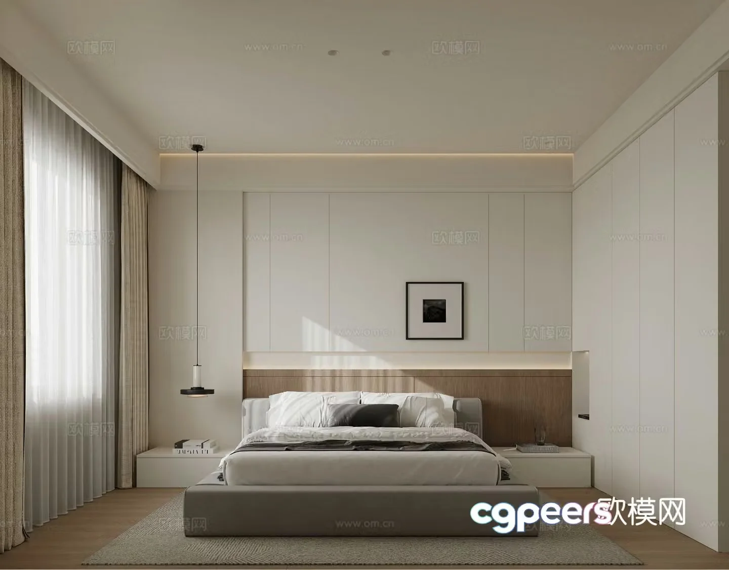 Creamy Bedroom 3d Model