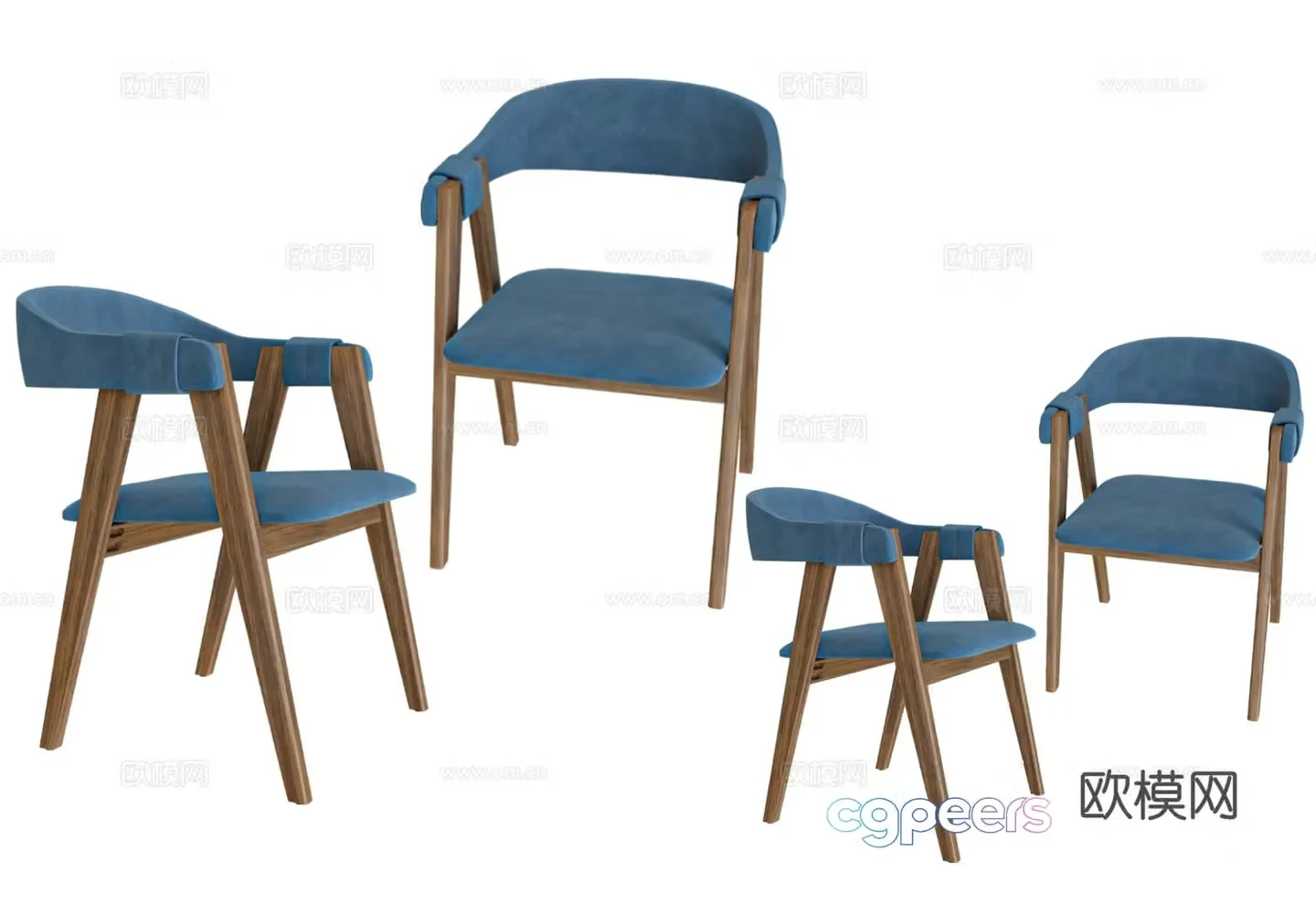 Nordic chair wooden chair negotiation chair dining chair tea chair 3d model