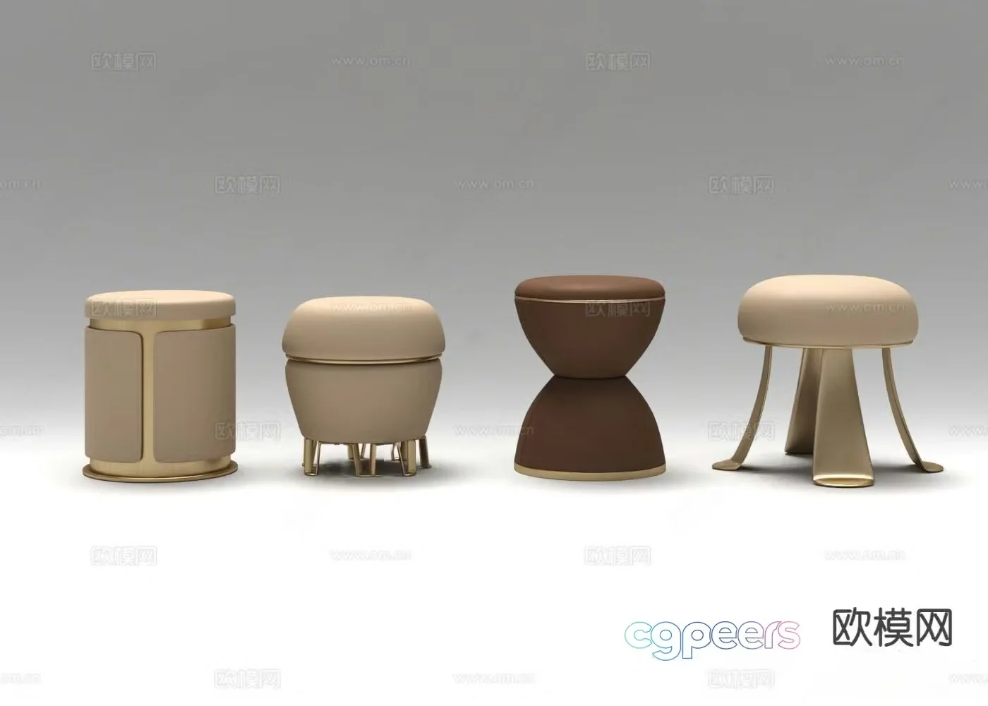 Leather stool sofa stool low stool round stool 3d model
