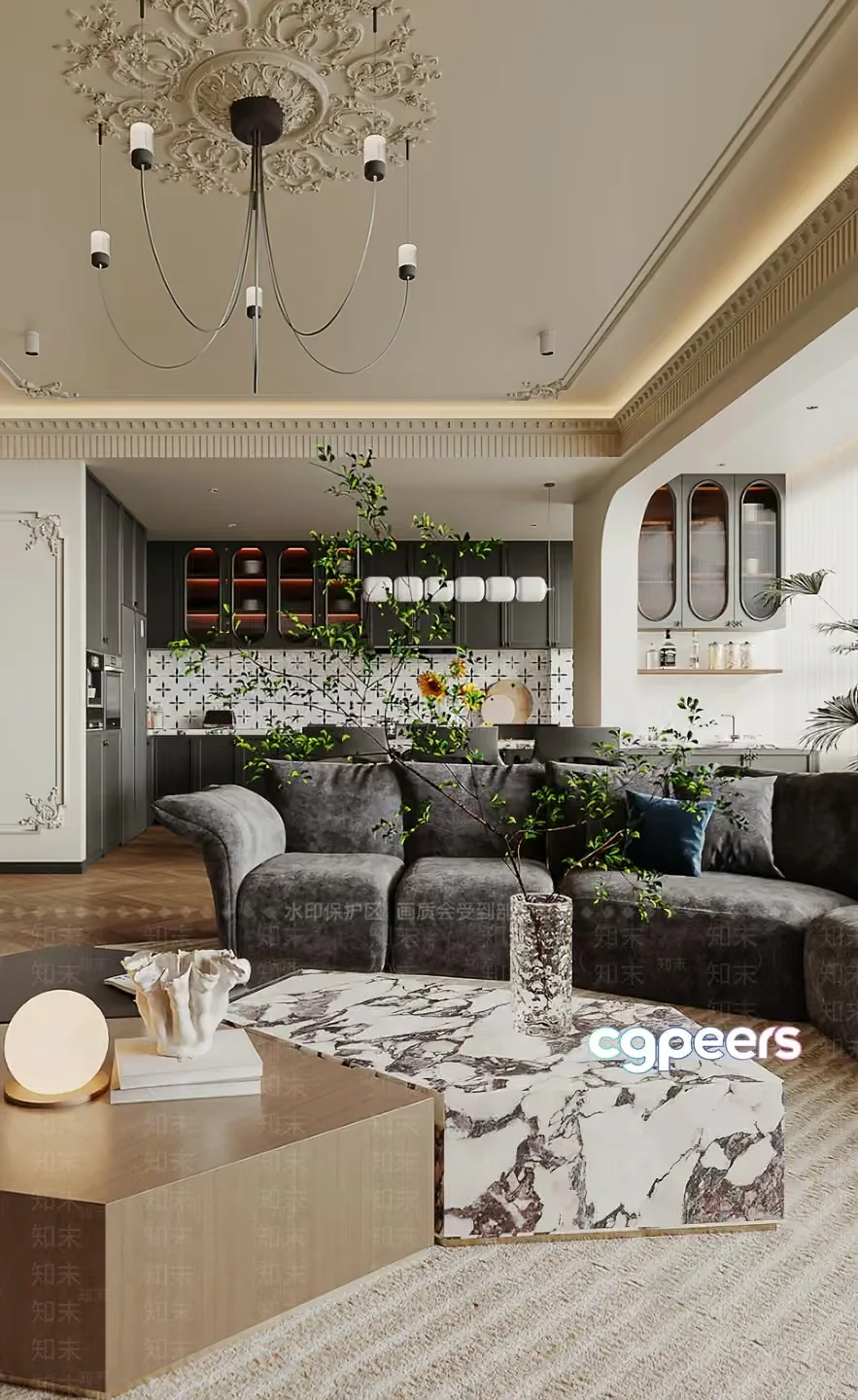 Modern Living Room 3D Model – 5179 – VRAY Render