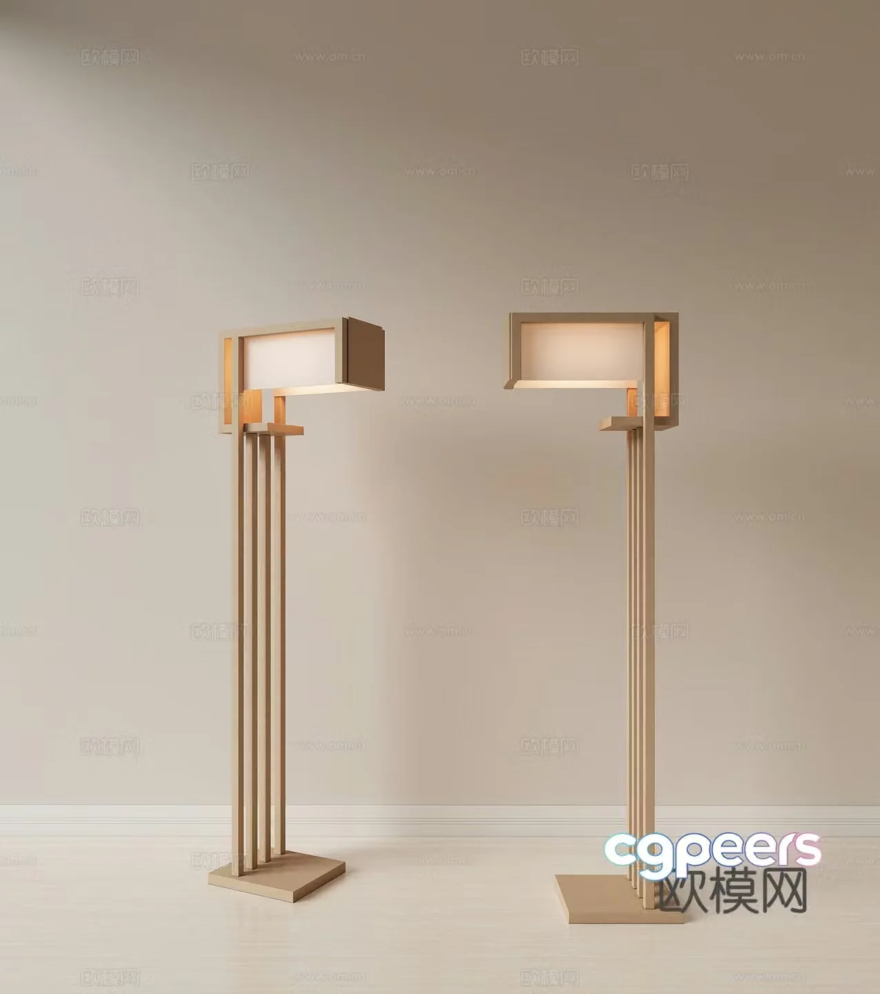 New Chinese style floor lamp wooden floor lamp Zen floor lamp study floor lamp living room floor lamp 3D model