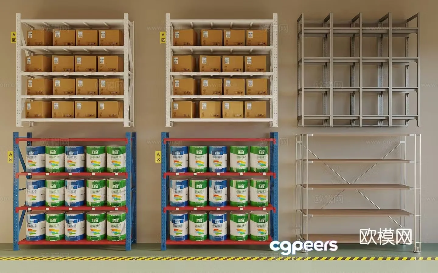 Shelf Express rack Storage rack Carton Paint bucket 3D model