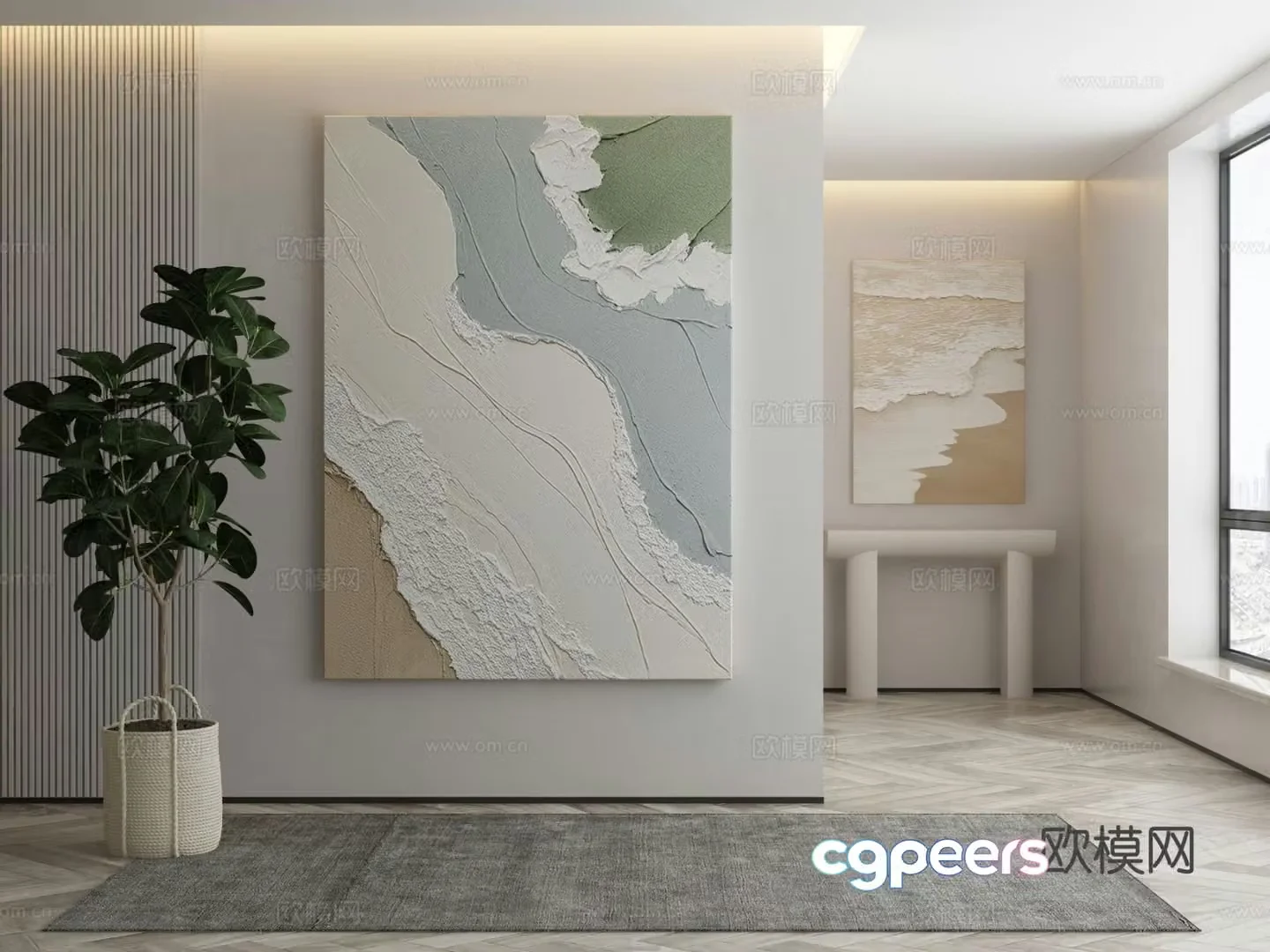 Wabi-sabi painting decorative painting texture painting hanging painting 3D model
