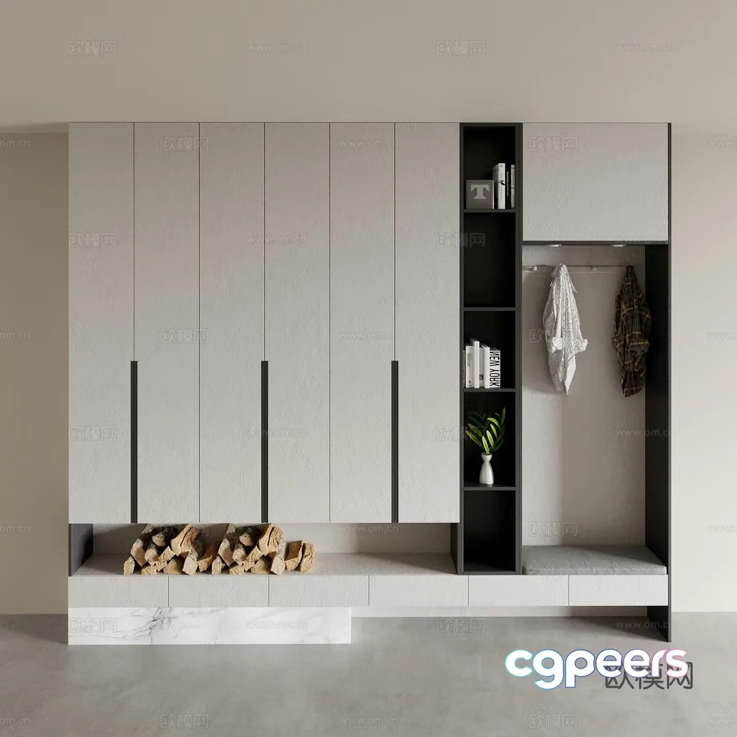 Modern integrated wardrobe 3d model