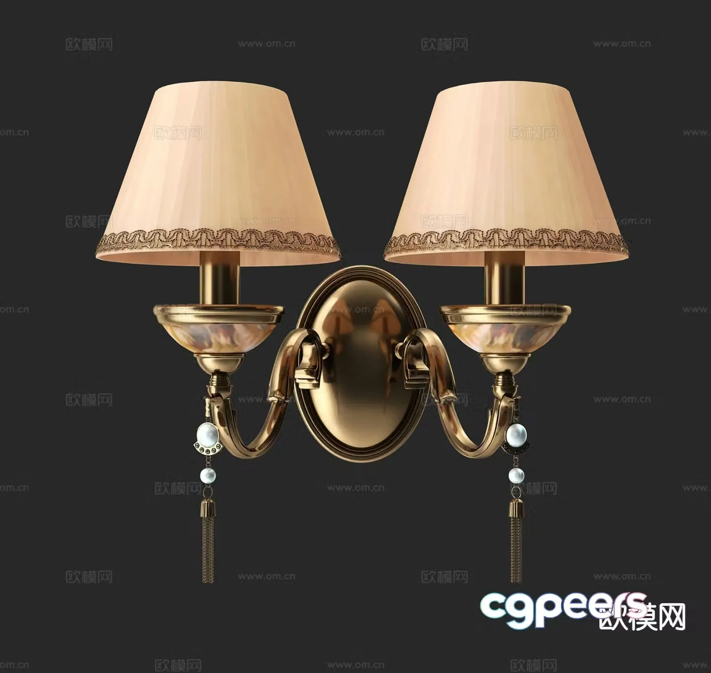 Modern double head wall lamp 3d model