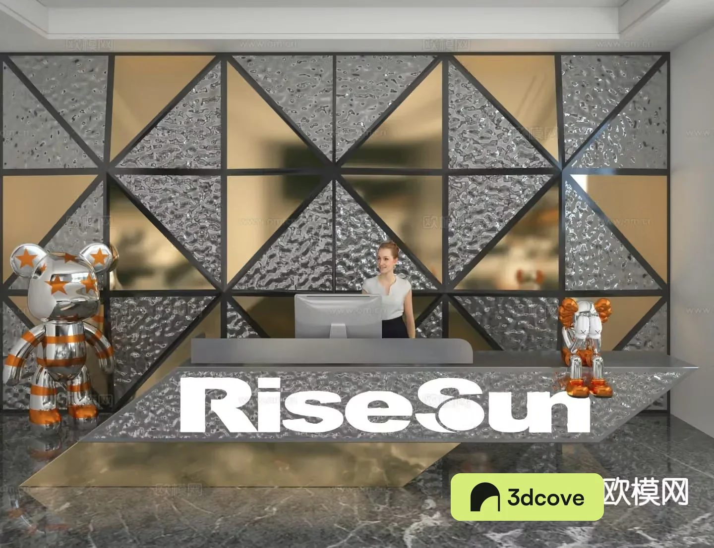 Modern front desk reception desk information desk office background