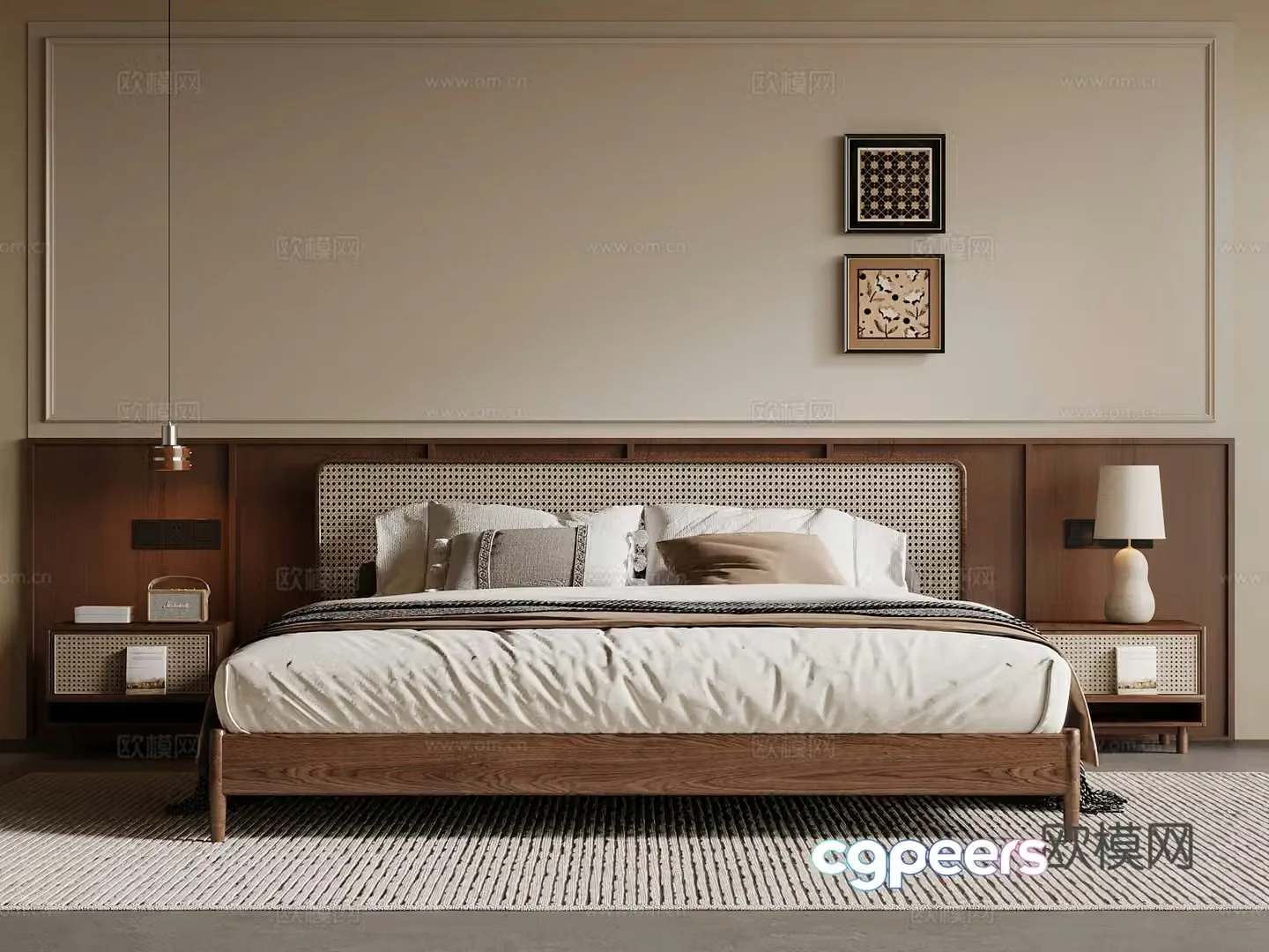 Middle-aged double bed 3D model