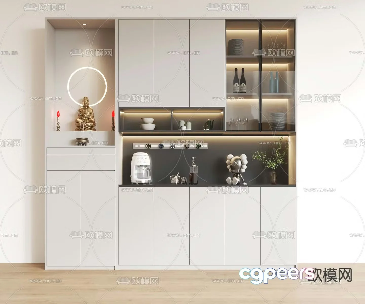 Simple wine cabinet integrated cabinet 3D model