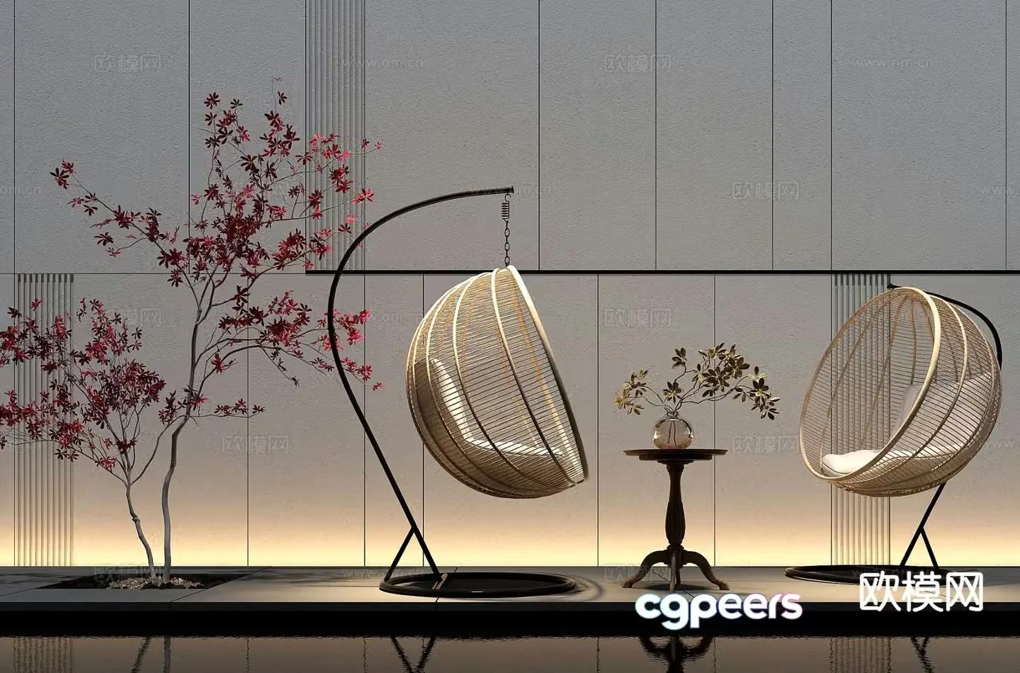 Modern leisure lounge chair hanging chair 3d model