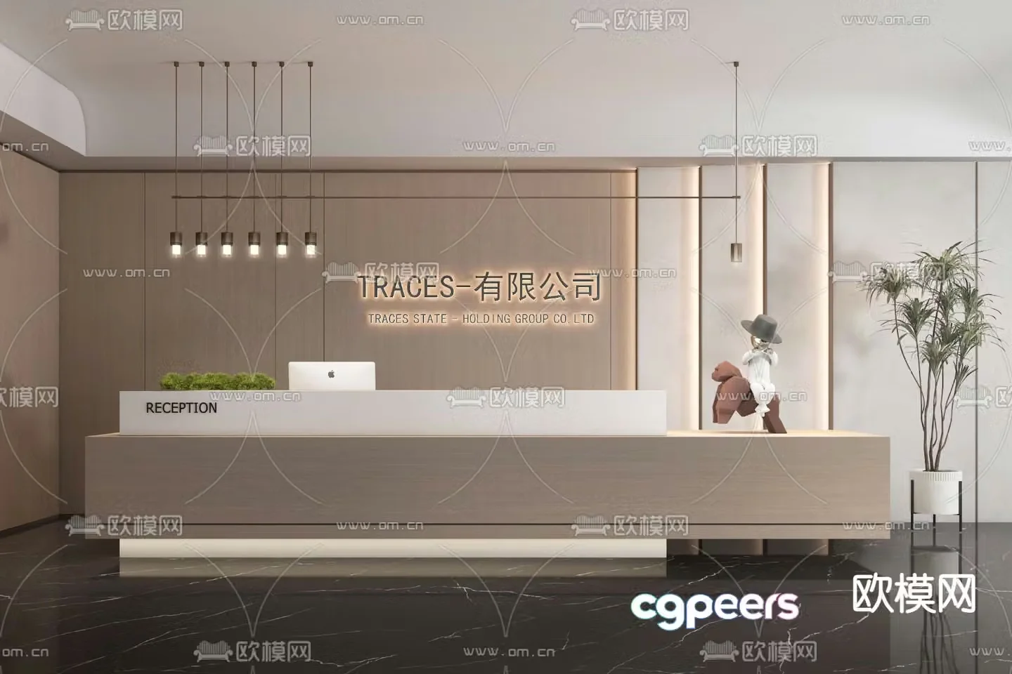reception desk front desk service desk 3d model
