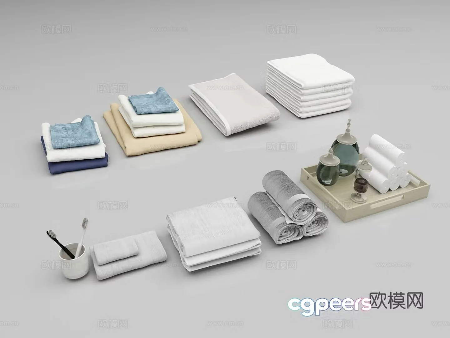 Bathroom supplies towels bath towels daily use 3D model