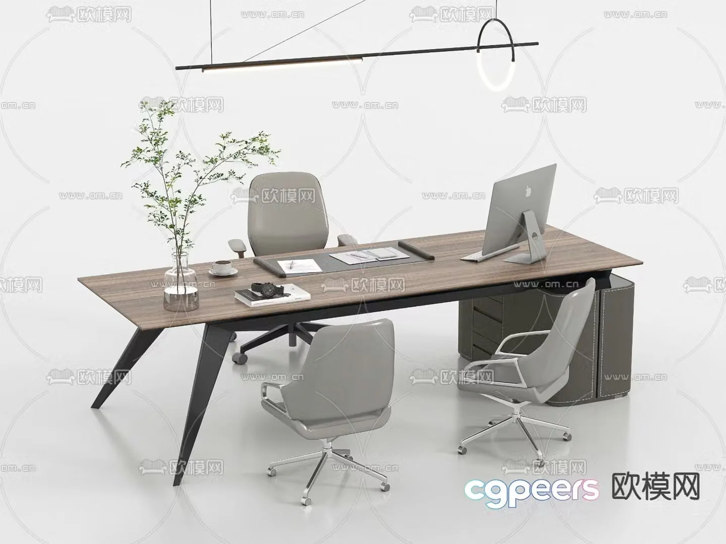 Modern office desk and chair desk table 3d model