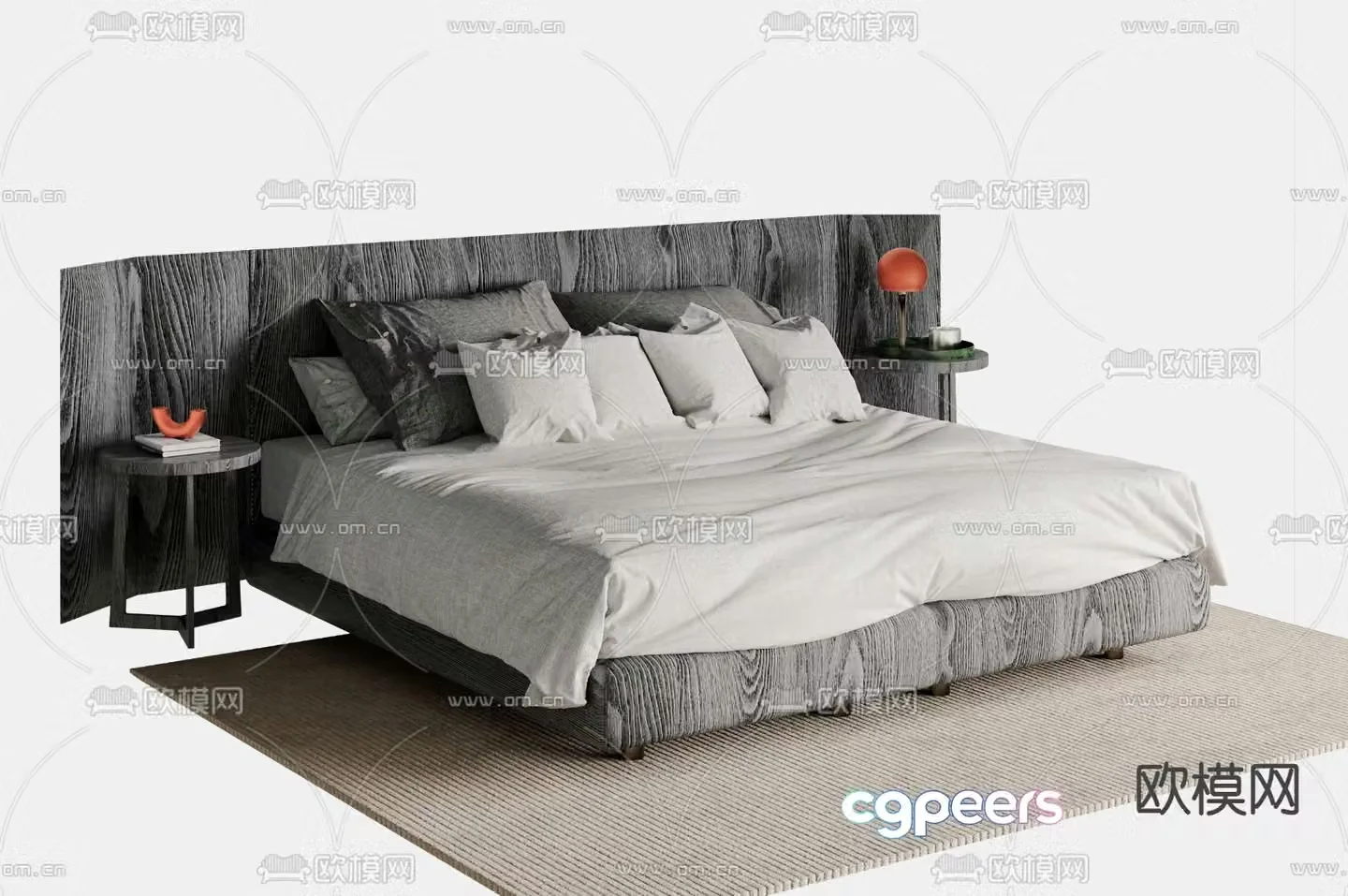 Modern double bed 3d model