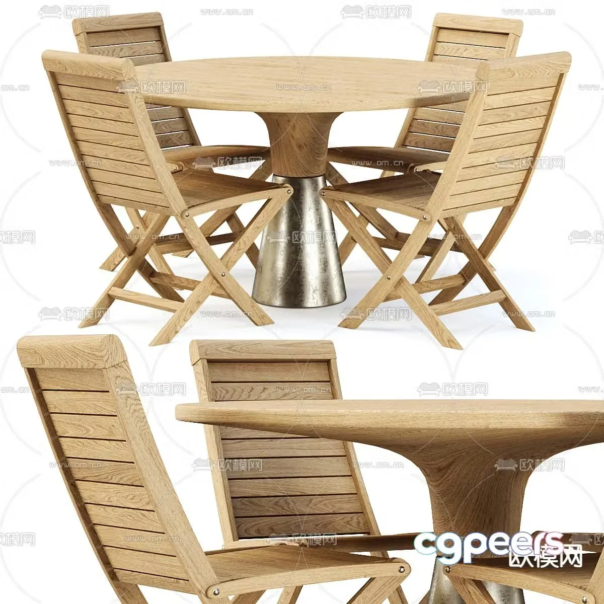 Outdoor table and chair dining table and chair 3d model