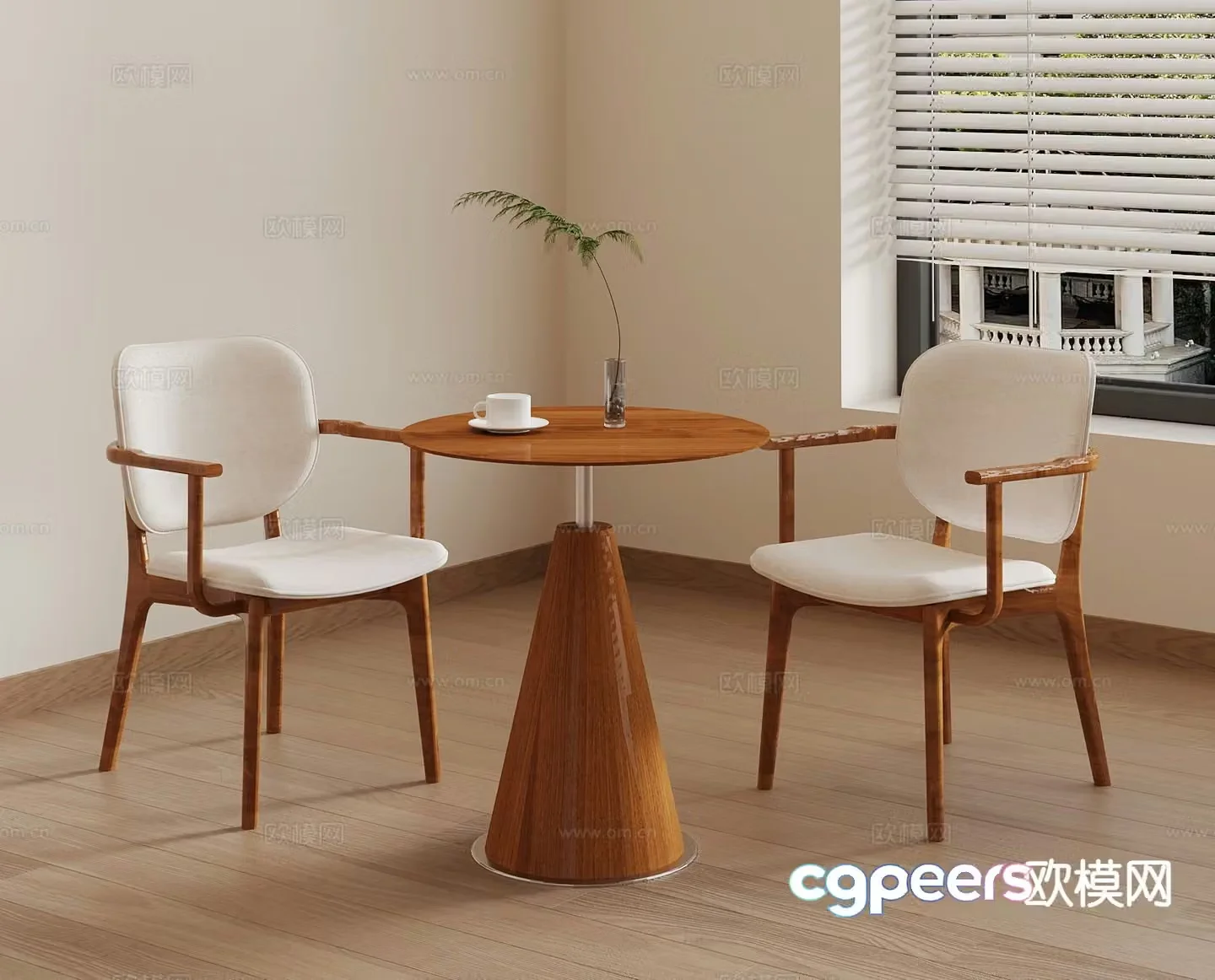 Wabi Sabi leisure table and chairs 3d model