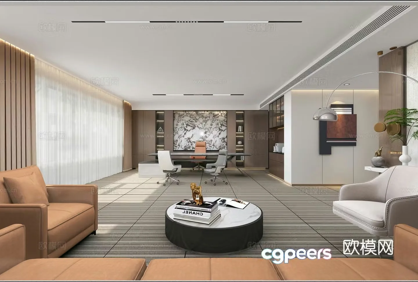Office Leadership President’s Office Dean’s Office Art Sofa Art End Scene 3D Model