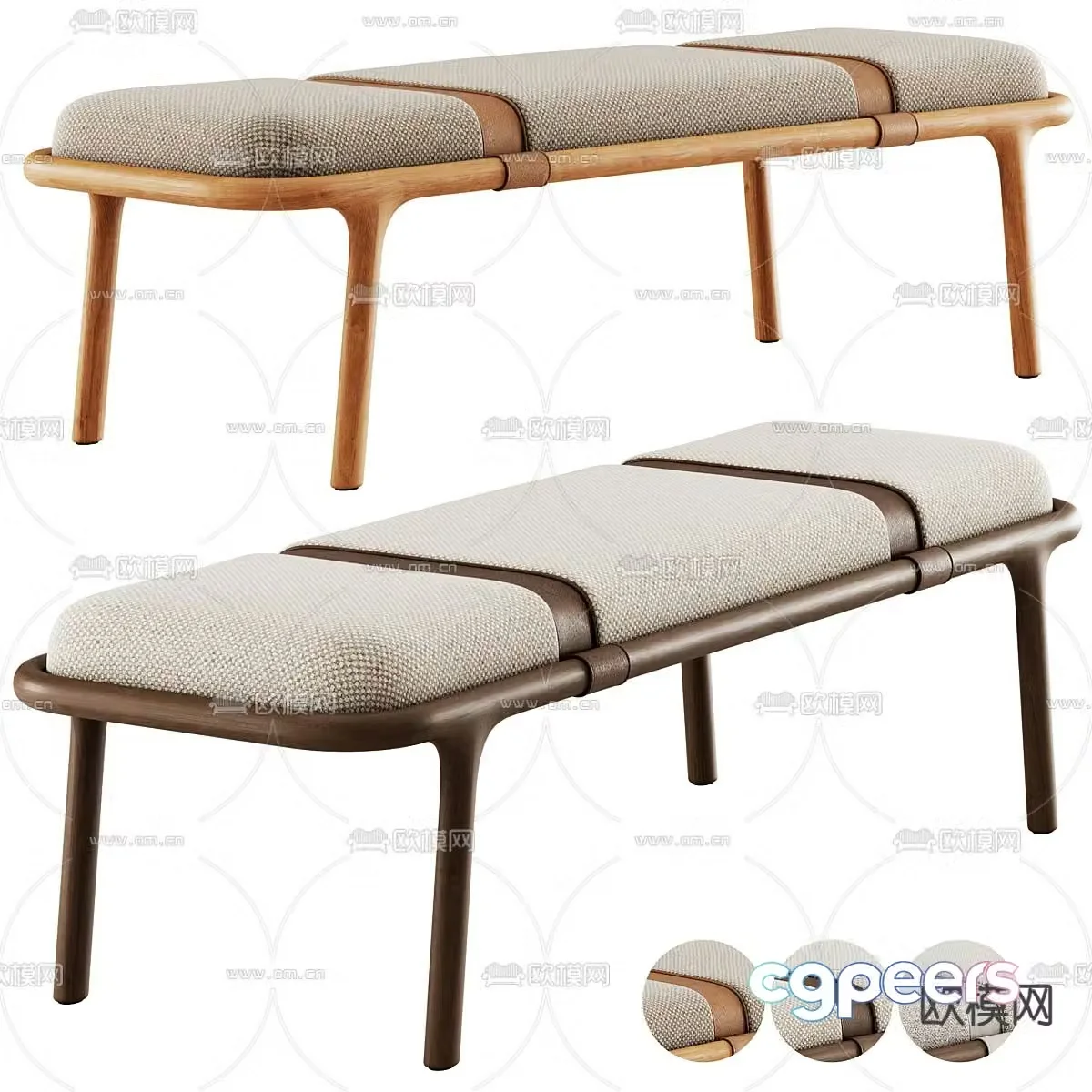 Nordic footrest sofa stool 3d model