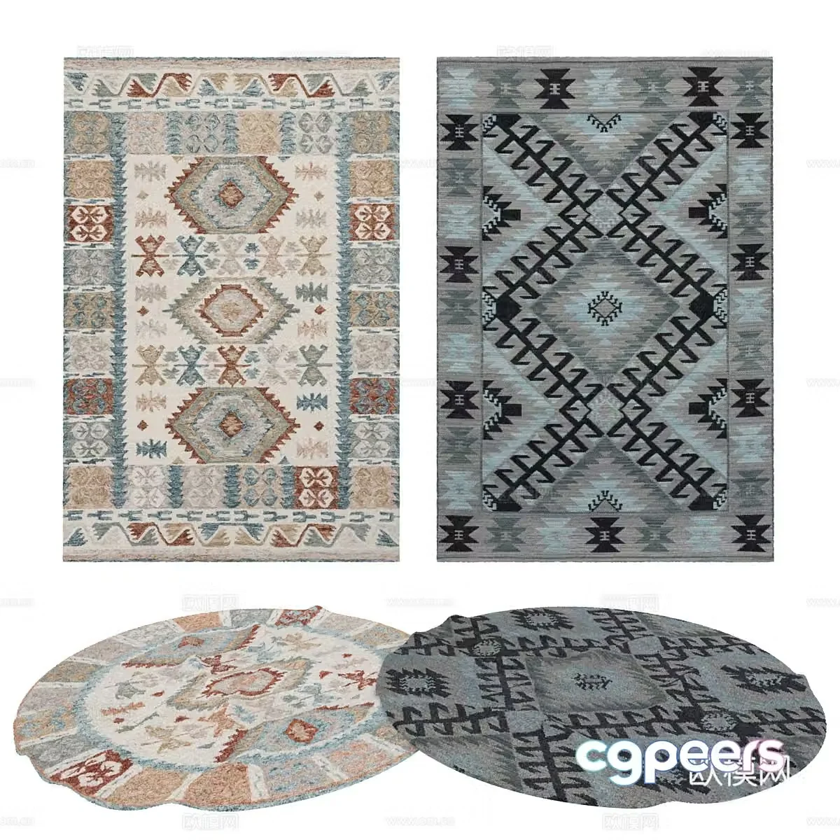 Modern Nordic art carpet 3d model