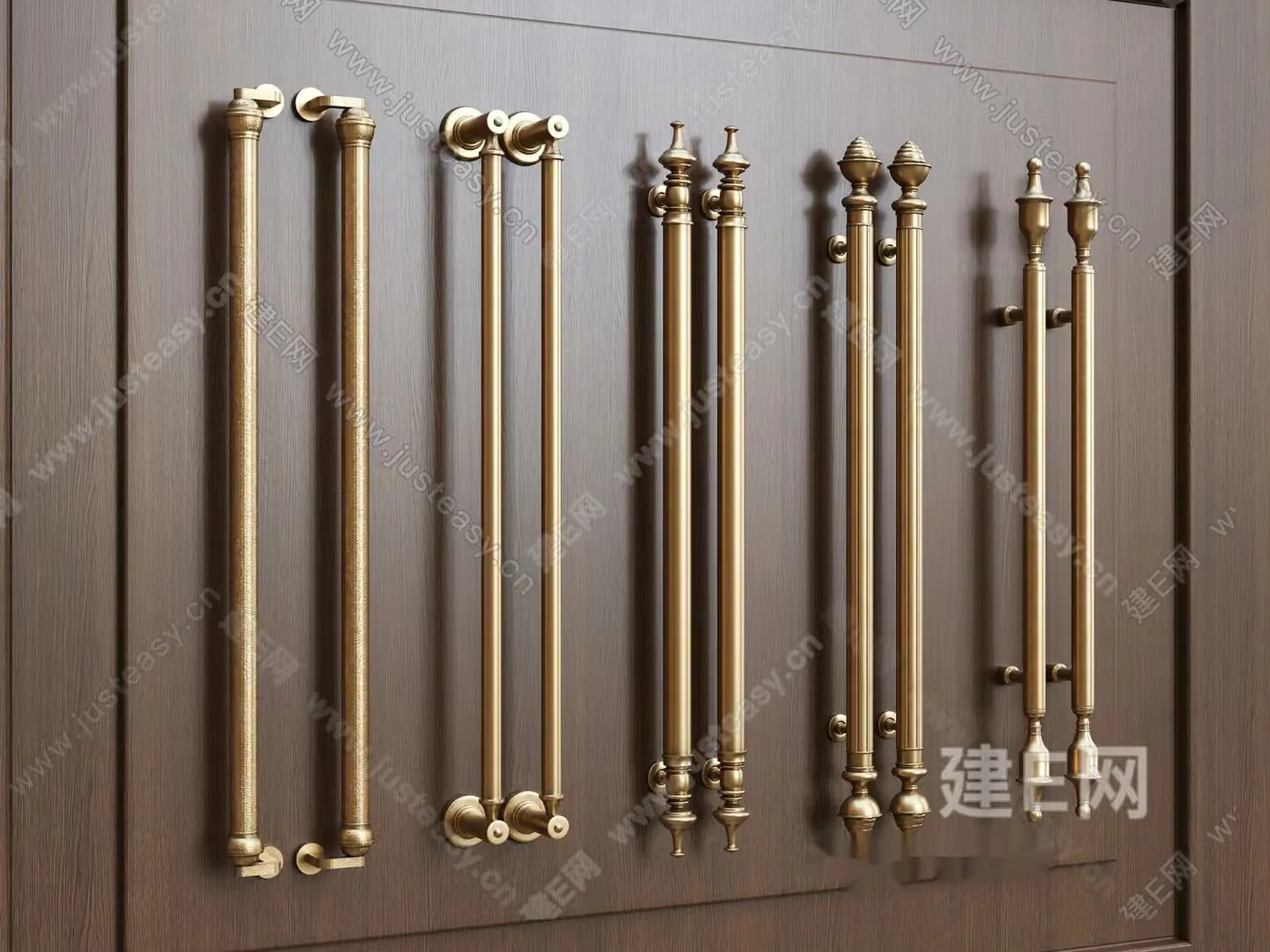 Gold Door Handles 3D Model – 12714 – VRAY Render