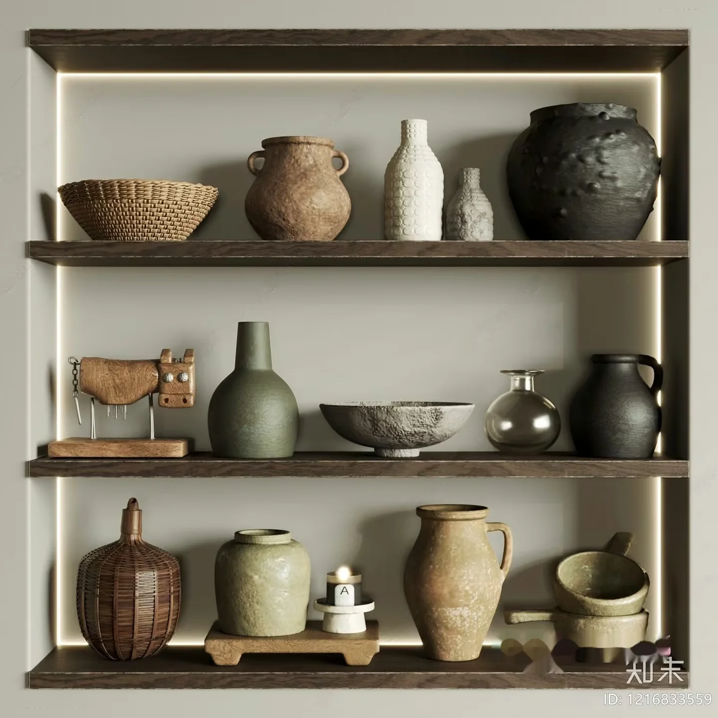A Collection Of Vases And Pottery 3D Model – 18444 – VRAY Render