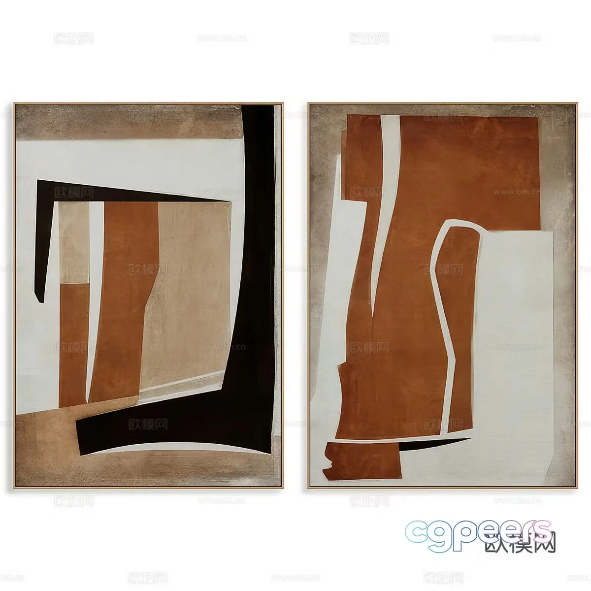 New Chinese style hanging painting texture painting decorative painting 3D model