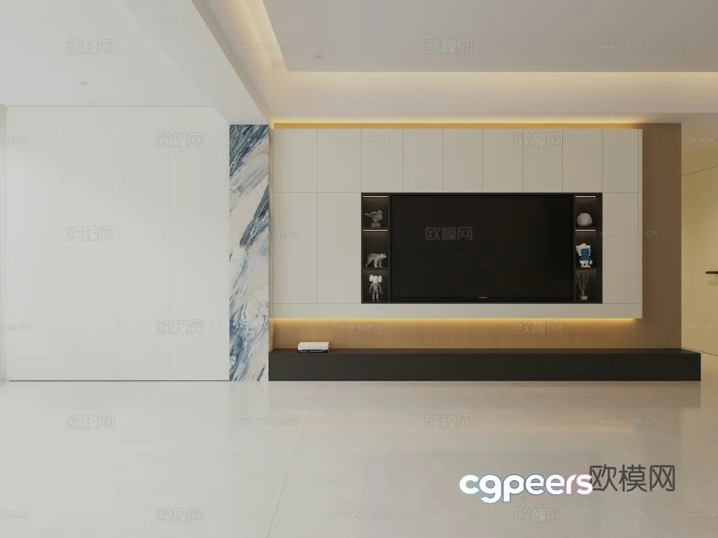 TV cabinet background wall 3d model