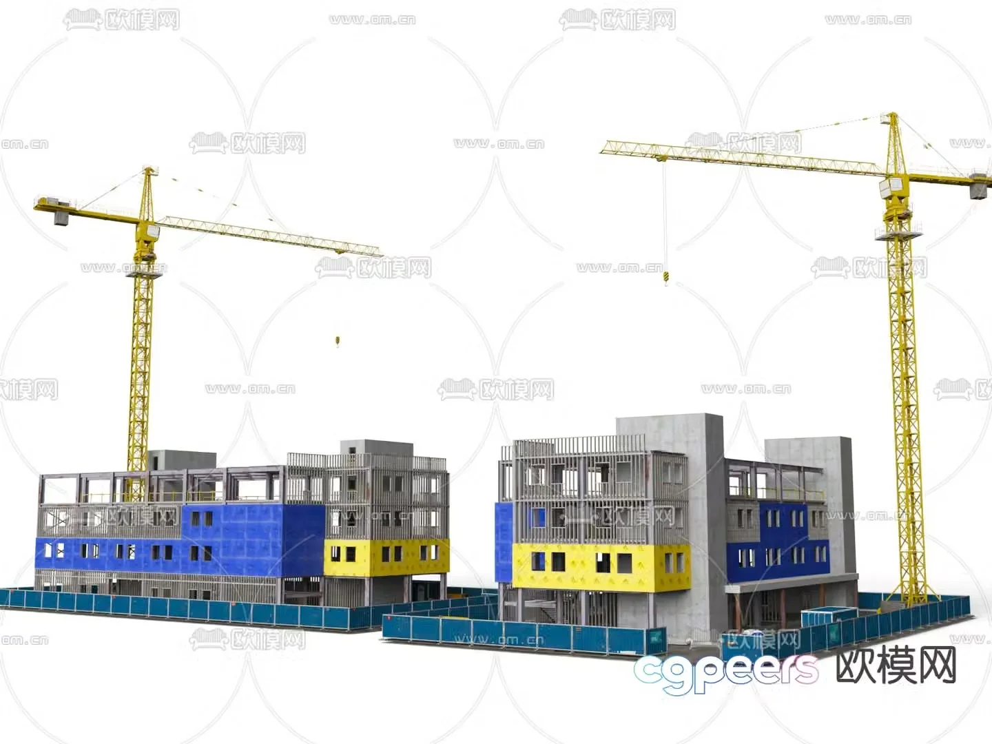 Hospital construction site under construction 3d model