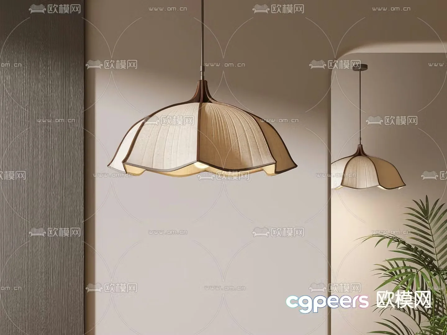 Wabi-sabi style chandelier 3d model