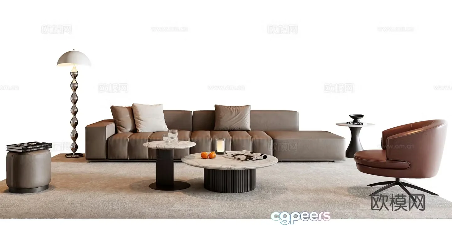 Italian sofa coffee table combination 3D model